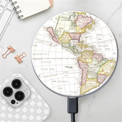 Vintage Map Of The Americas Wireless Fast Charger(white) by uniart180623