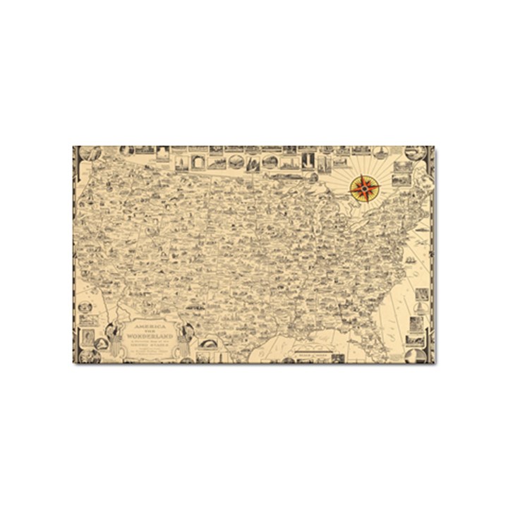 1940 Vintage Map Of The Usa Sticker Rectangular (100 pack)