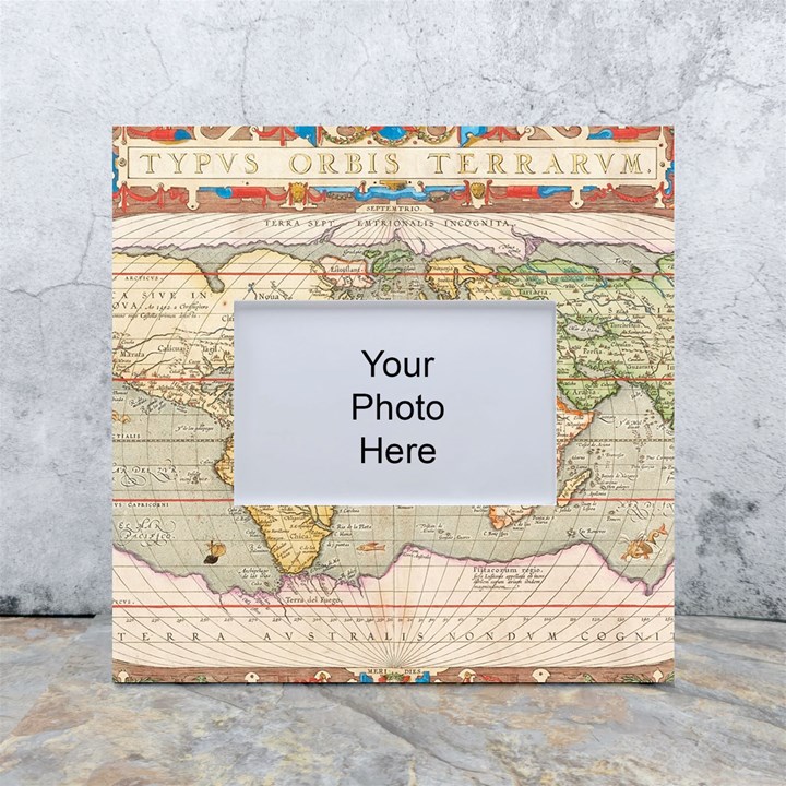 Old World Map Of Continents The Earth Vintage Retro White Box Photo Frame 4  x 6 