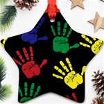 Handprints-hand-print-colourful Star Ornament (Two Sides) Back