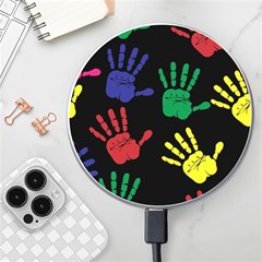 Handprints-hand-print-colourful Wireless Fast Charger(white) by uniart180623