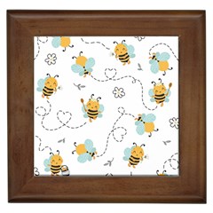 Bee Art Pattern Design Wallpaper Background Print Framed Tile by uniart180623