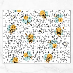 Bee Art Pattern Design Wallpaper Background Print Rectangular Jigsaw Puzzl by uniart180623