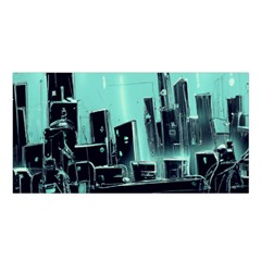 Buildings City Urban Destruction Background Satin Shawl 45  X 80  by uniart180623