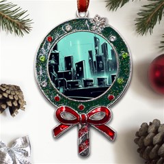 Buildings City Urban Destruction Background Metal X mas Lollipop With Crystal Ornament by uniart180623