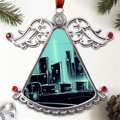 Buildings City Urban Destruction Background Metal Angel With Crystal Ornament by uniart180623