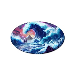 Storm Tsunami Waves Ocean Sea Nautical Nature Sticker (oval) by uniart180623