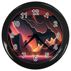 Fire Flame Burn Hot Heat Light Burning Orange Wall Clock (black) by uniart180623