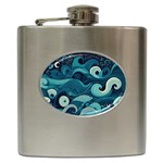 Waves Ocean Sea Abstract Whimsical Abstract Art Hip Flask (6 oz) Front