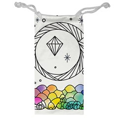 Rainbow Fun Cute Minimal Doodle Drawing Jewelry Bag by uniart180623