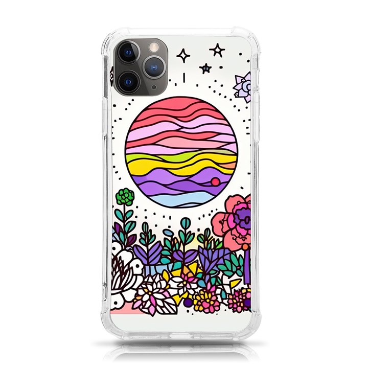 Rainbow Fun Cute Minimal Doodle Drawing Unique iPhone 11 Pro Max 6.5 Inch TPU UV Print Case