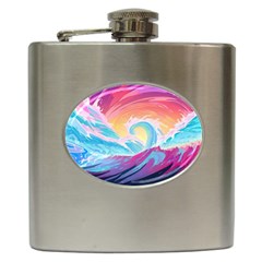 Waves Ocean Sea Tsunami Nautical Hip Flask (6 Oz) by uniart180623