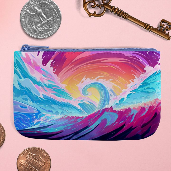 Waves Ocean Sea Tsunami Nautical Large Coin Purse