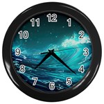 Tsunami Waves Ocean Sea Nautical Nature Water Wall Clock (Black) Front