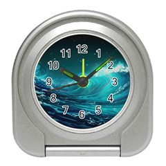 Tsunami Waves Ocean Sea Nautical Nature Water Travel Alarm Clock by uniart180623