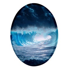 Thunderstorm Storm Tsunami Waves Ocean Sea Oval Glass Fridge Magnet (4 Pack) by uniart180623