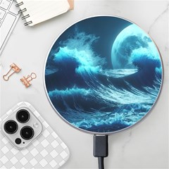 Moonlight High Tide Storm Tsunami Waves Ocean Sea Wireless Fast Charger(white) by uniart180623