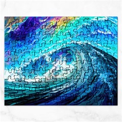 Tsunami Waves Ocean Sea Nautical Nature Water Painting Rectangular Jigsaw Puzzl by uniart180623