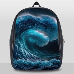 Tsunami Waves Ocean Sea Water Rough Seas School Bag (large) by uniart180623