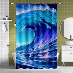 Tsunami Tidal Wave Ocean Waves Sea Nature Water Blue Shower Curtain 48  X 72  (small)  by uniart180623