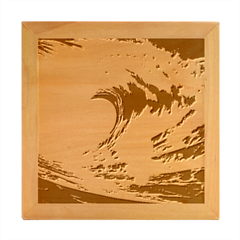 Tsunami Tidal Wave Ocean Waves Sea Nature Water Blue Wood Photo Frame Cube by uniart180623