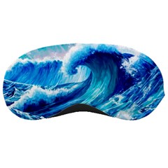 Tsunami Tidal Wave Ocean Waves Sea Nature Water Blue Painting Sleeping Mask by uniart180623