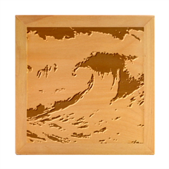 Tsunami Tidal Wave Ocean Waves Sea Nature Water Blue Painting Wood Photo Frame Cube by uniart180623