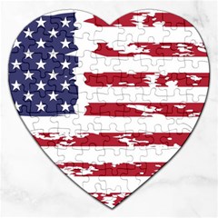 Flag Usa Unite Stated America Jigsaw Puzzle (heart) by uniart180623