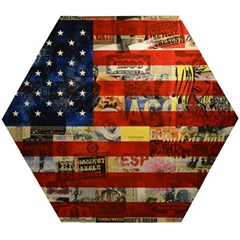 Usa Flag United States Wooden Puzzle Hexagon by uniart180623