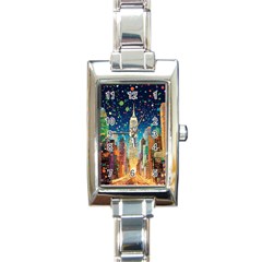 New York Confetti City Usa Rectangle Italian Charm Watch by uniart180623