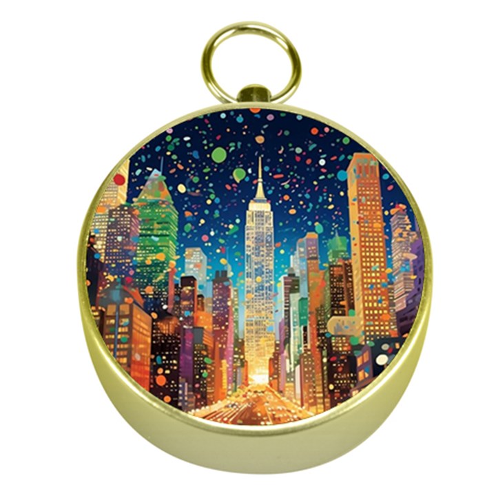 New York Confetti City Usa Gold Compasses