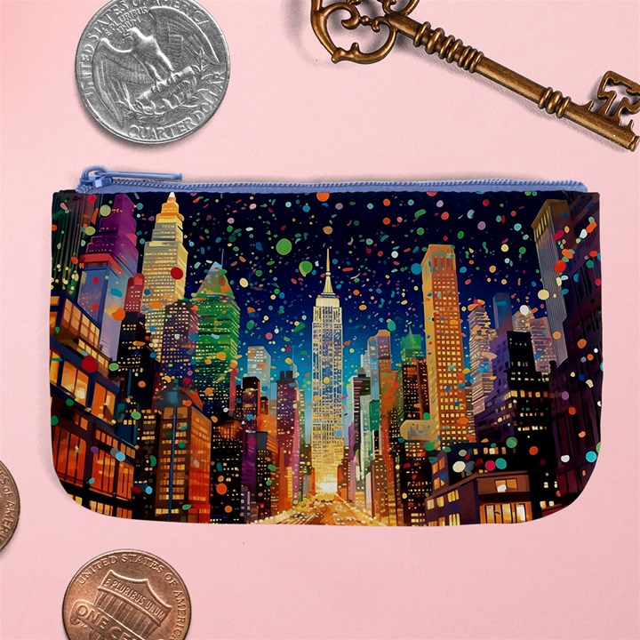 New York Confetti City Usa Large Coin Purse