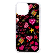 Multicolored Love Hearts Kiss Romantic Pattern Iphone 13 Mini Tpu Uv Print Case by uniart180623