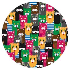 Cat Funny Colorful Pattern Round Trivet by uniart180623