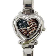 Flag Usa American Flag Heart Italian Charm Watch by uniart180623