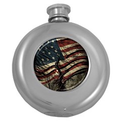 Flag Usa American Flag Round Hip Flask (5 Oz) by uniart180623