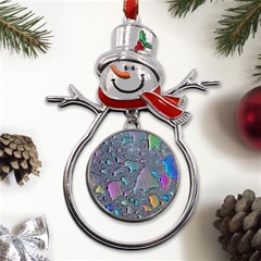 Glass Drops Rainbow Metal Snowman Ornament by uniart180623