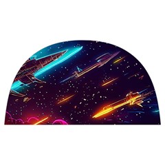 Night Sky Neon Spaceship Drawing Anti Scalding Pot Cap by Ravend