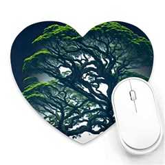 Tree Leaf Green Forest Wood Natural Nature Heart Mousepad by Ravend