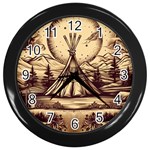 Nation Indian Native Indigenous Wall Clock (Black) Front