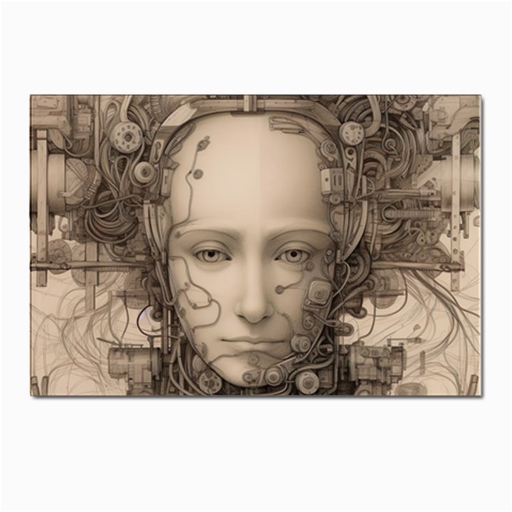 Cyborg Robot Future Drawing Poster Postcards 5  x 7  (Pkg of 10)