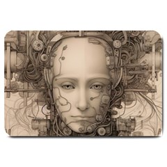 Cyborg Robot Future Drawing Poster Large Doormat by Ravend