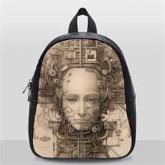 Cyborg Robot Future Drawing Poster School Bag (small) by Ravend