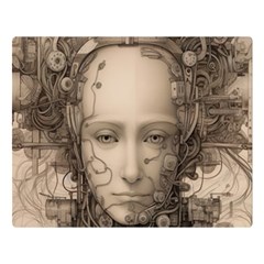 Cyborg Robot Future Drawing Poster Two Sides Premium Plush Fleece Blanket (large) by Ravend