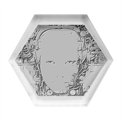 Cyborg Robot Future Drawing Poster Hexagon Wood Jewelry Box by Ravend