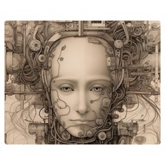 Cyborg Robot Future Drawing Poster Premium Plush Fleece Blanket (medium) by Ravend