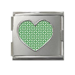 Mazipoodles Green White Donuts Polka Dot  Mega Link Heart Italian Charm (18mm) by Mazipoodles