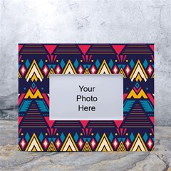 Pattern Colorful Aztec White Tabletop Photo Frame 4 x6  by Ravend