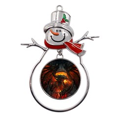 Dragon Art Fire Digital Fantasy Metal Snowman Ornament by Celenk