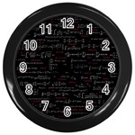 Black Background With Text Overlay Digital Art Mathematics Wall Clock (Black) Front